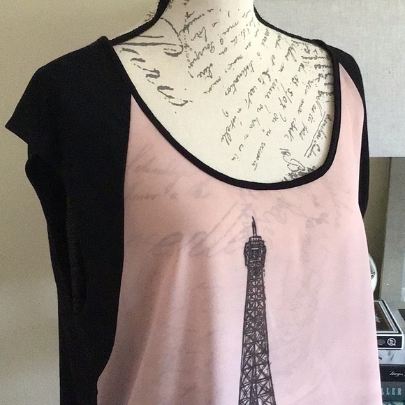 Forever 21 Plus Eiffel Tower Sheer Front Blouse - Picture 2 of 7